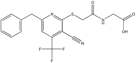 [({[6-benzyl-3-cyano-4-(trifluoromethyl)-2-pyridinyl]sulfanyl}acetyl)amino]acetic acid Structure