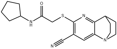 2-[(4-cyano-1,6-diazatricyclo[6.2.2.0~2,7~]dodeca-2,4,6-trien-5-yl)sulfanyl]-N-cyclopentylacetamide 结构式