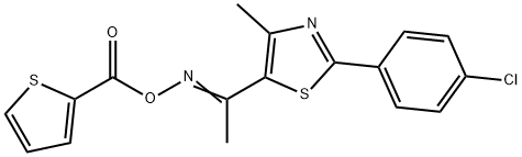 (E)-{1-[2-(4-chlorophenyl)-4-methyl-1,3-thiazol-5-yl]ethylidene}amino thiophene-2-carboxylate 结构式