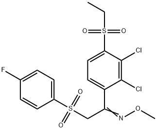 (E)-{1-[2,3-dichloro-4-(ethanesulfonyl)phenyl]-2-(4-fluorobenzenesulfonyl)ethylidene}(methoxy)amine|