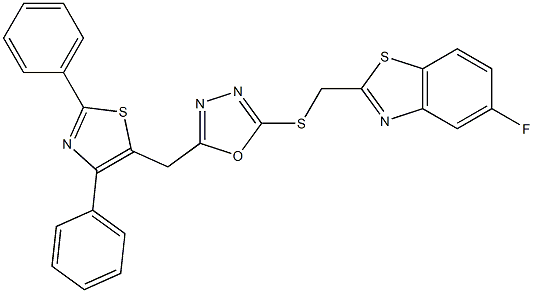 2-[({5-[(2,4-diphenyl-1,3-thiazol-5-yl)methyl]-1,3,4-oxadiazol-2-yl}sulfanyl)methyl]-5-fluoro-1,3-benzothiazole