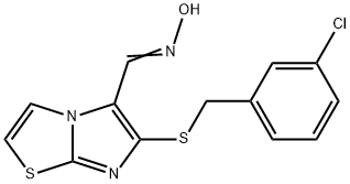 (E)-N-[(6-{[(3-chlorophenyl)methyl]sulfanyl}imidazo[2,1-b][1,3]thiazol-5-yl)methylidene]hydroxylamine 化学構造式