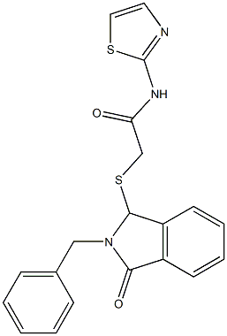 2-[(2-benzyl-3-oxo-2,3-dihydro-1H-isoindol-1-yl)sulfanyl]-N-(1,3-thiazol-2-yl)acetamide 化学構造式