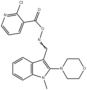 (E)-{[1-methyl-2-(morpholin-4-yl)-1H-indol-3-yl]methylidene}amino 2-chloropyridine-3-carboxylate|