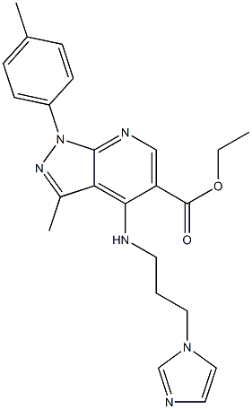 ethyl 4-{[3-(1H-imidazol-1-yl)propyl]amino}-3-methyl-1-(4-methylphenyl)-1H-pyrazolo[3,4-b]pyridine-5-carboxylate Structure