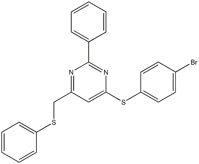 4-bromophenyl 2-phenyl-6-[(phenylsulfanyl)methyl]-4-pyrimidinyl sulfide 化学構造式