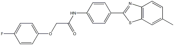 2-(4-fluorophenoxy)-N-[4-(6-methyl-1,3-benzothiazol-2-yl)phenyl]acetamide 结构式