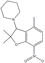 1-(2,2,4-trimethyl-7-nitro-2,3-dihydro-1-benzofuran-3-yl)piperidine,,结构式
