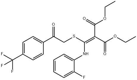 1,3-diethyl 2-{[(2-fluorophenyl)amino]({2-oxo-2-[4-(trifluoromethyl)phenyl]ethyl}sulfanyl)methylidene}propanedioate Structure