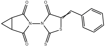 3-[(5Z)-4-oxo-5-(phenylmethylidene)-2-sulfanylidene-1,3-thiazolidin-3-yl]-3-azabicyclo[3.1.0]hexane-2,4-dione Struktur