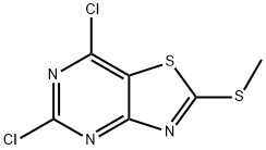 5,7-ジクロロ-2-(メチルチオ)チアゾロ[4,5-D]ピリミジン 化学構造式