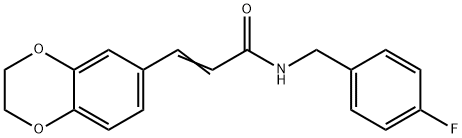 (2E)-3-(2,3-dihydro-1,4-benzodioxin-6-yl)-N-[(4-fluorophenyl)methyl]prop-2-enamide 化学構造式