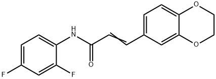 (2E)-N-(2,4-difluorophenyl)-3-(2,3-dihydro-1,4-benzodioxin-6-yl)prop-2-enamide 化学構造式
