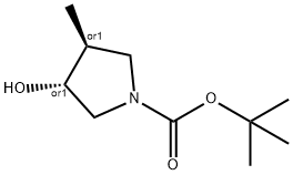 TRANS-1-BOC-4-メチルピロリジン-3-オール 化学構造式