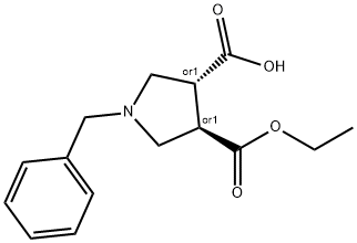 反式-1-苄基-3-甲酸-4-羧酸乙酯吡咯烷,895243-39-7,结构式