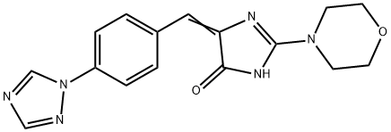 (4E)-2-(morpholin-4-yl)-4-{[4-(1H-1,2,4-triazol-1-yl)phenyl]methylidene}-4,5-dihydro-1H-imidazol-5-one 化学構造式