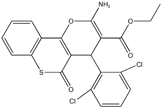 ethyl 2-amino-4-(2,6-dichlorophenyl)-5-oxo-4H,5H-thiochromeno[4,3-b]pyran-3-carboxylate Struktur