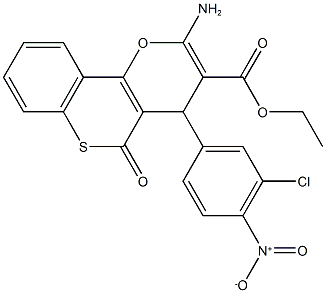 ethyl 2-amino-4-(3-chloro-4-nitrophenyl)-5-oxo-4H,5H-thiochromeno[4,3-b]pyran-3-carboxylate Structure