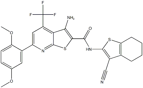 3-amino-N-(3-cyano-4,5,6,7-tetrahydro-1-benzothiophen-2-yl)-6-(2,5-dimethoxyphenyl)-4-(trifluoromethyl)thieno[2,3-b]pyridine-2-carboxamide|