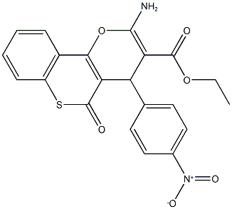 ethyl 2-amino-4-(4-nitrophenyl)-5-oxo-4H,5H-thiochromeno[4,3-b]pyran-3-carboxylate Struktur