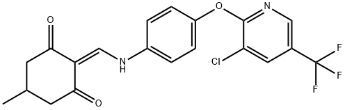 2-(((4-(3-Chloro-5-(trifluoromethyl)(2-pyridyloxy))phenyl)amino)methylene)-5-methylcyclohexane-1,3-dione,946387-27-5,结构式