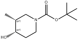 CIS-4-ヒドロキシ-3-メチル-1-ピペリジンカルボン酸1,1-ジメチルエチルエステル 化学構造式