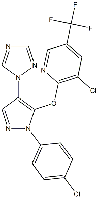 3-chloro-2-{[1-(4-chlorophenyl)-4-(1H-1,2,4-triazol-1-yl)-1H-pyrazol-5-yl]oxy}-5-(trifluoromethyl)pyridine,,结构式