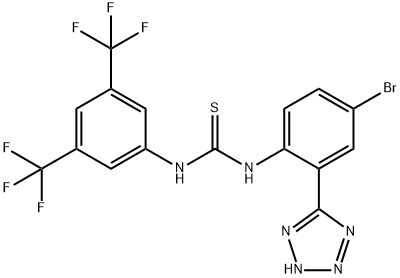 1-[3,5-ビス(トリフルオロメチル)フェニル]-3-[2-(1H-テトラゾール-5-イル)-4-ブロモフェニル]チオ尿素 化学構造式
