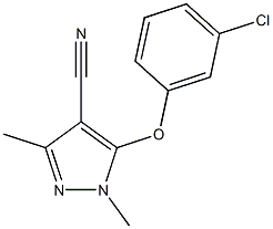 5-(3-chlorophenoxy)-1,3-dimethyl-1H-pyrazole-4-carbonitrile,,结构式