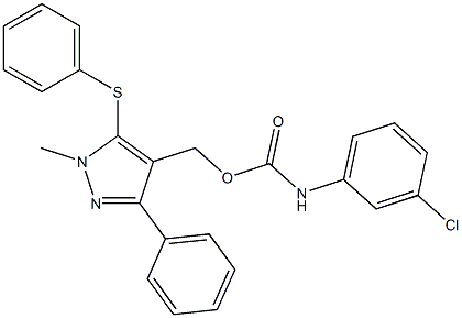 [1-methyl-3-phenyl-5-(phenylsulfanyl)-1H-pyrazol-4-yl]methyl N-(3-chlorophenyl)carbamate Structure