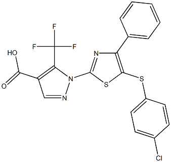 1-{5-[(4-chlorophenyl)sulfanyl]-4-phenyl-1,3-thiazol-2-yl}-5-(trifluoromethyl)-1H-pyrazole-4-carboxylic acid Structure