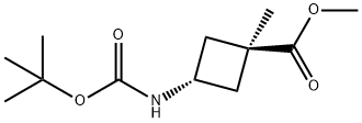 methyl rel-(1r,3s)-3-{[(tert-butoxy)carbonyl]amino}-1-methylcyclobutane-1-carboxylate Struktur