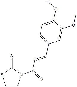 (2E)-3-(3,4-dimethoxyphenyl)-1-(2-sulfanylidene-1,3-thiazolidin-3-yl)prop-2-en-1-one,,结构式