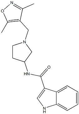 N-{1-[(3,5-dimethylisoxazol-4-yl)methyl]pyrrolidin-3-yl}-1H-indole-3-carboxamide,,结构式