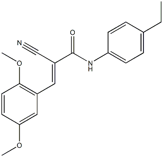 (2E)-2-cyano-3-(2,5-dimethoxyphenyl)-N-(4-ethylphenyl)acrylamide 化学構造式