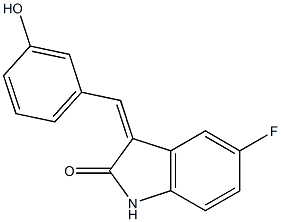 (3Z)-5-fluoro-3-[(3-hydroxyphenyl)methylidene]-2,3-dihydro-1H-indol-2-one Structure