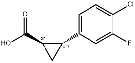 (1R,2R)-REL-2-(4-クロロ-3-フルオロフェニル)シクロプロパン-1-カルボン酸 化学構造式