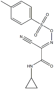 (2E)-2-cyano-N-cyclopropyl-2-({[(4-methylphenyl)sulfonyl]oxy}imino)acetamide Structure