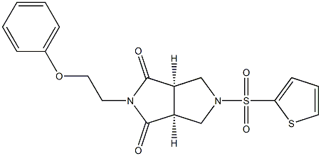 (3aR,6aS)-2-(2-phenoxyethyl)-5-(thiophene-2-sulfonyl)-octahydropyrrolo[3,4-c]pyrrole-1,3-dione Structure