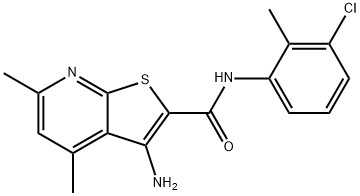 3-amino-N-(3-chloro-2-methylphenyl)-4,6-dimethylthieno[2,3-b]pyridine-2-carboxamide 结构式