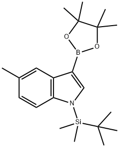 1-[叔丁(二甲基)硅]-5-甲基-3-(4,4,5,5-四甲基-1,3,2-二氧杂戊硼烷-2-基)-1H-吲哚,1263987-17-2,结构式