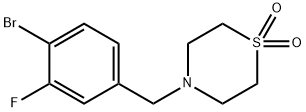 4-[(4-ブロモ-3-フルオロフェニル)メチル]-1?-チオモルホリン-1,1-ジオン 化学構造式