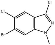 6-ブロモ-3,5-ジクロロ-1-メチル-1H-インダゾール 化学構造式