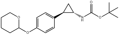 tert-butyl N-[(1S,2R)-rel-2-[4-(oxan-2-yloxy)phenyl]cyclopropyl]carbamate Struktur