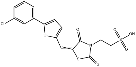 2-[(5E)-5-{[5-(3-chlorophenyl)furan-2-yl]methylidene}-4-oxo-2-sulfanylidene-1,3-thiazolidin-3-yl]ethane-1-sulfonic acid Structure