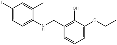 2-ethoxy-6-{[(4-fluoro-2-methylphenyl)amino]methyl}phenol 结构式
