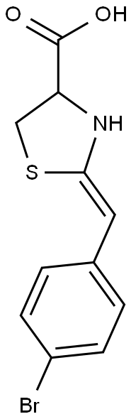 (2Z)-2-[(4-bromophenyl)methylidene]-1,3-thiazolidine-4-carboxylic acid,,结构式