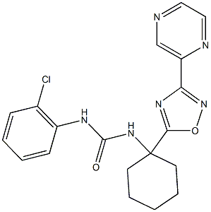 1-(2-chlorophenyl)-3-{1-[3-(pyrazin-2-yl)-1,2,4-oxadiazol-5-yl]cyclohexyl}urea 化学構造式