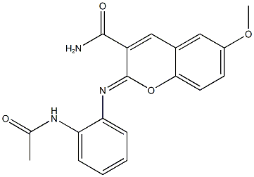 (2Z)-2-[(2-acetamidophenyl)imino]-6-methoxy-2H-chromene-3-carboxamide 化学構造式