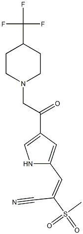(2E)-2-methanesulfonyl-3-(4-{2-[4-(trifluoromethyl)piperidin-1-yl]acetyl}-1H-pyrrol-2-yl)prop-2-enenitrile 化学構造式